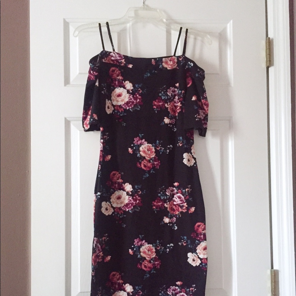 Fitted Black Floral Dress